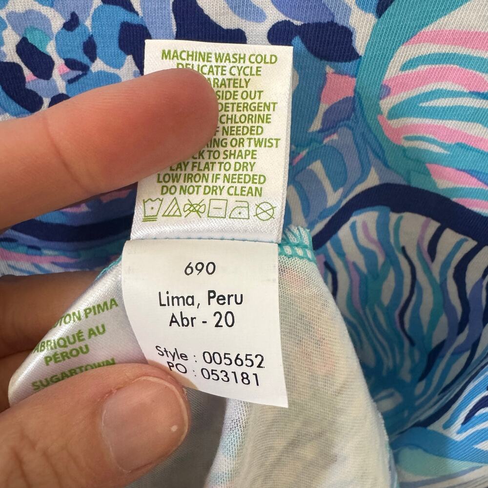 Lilly Pulitzer Cody T-Shirt Dress in "Fishful Thinking" Print Blue Pink Sz S - Picture 7 of 9